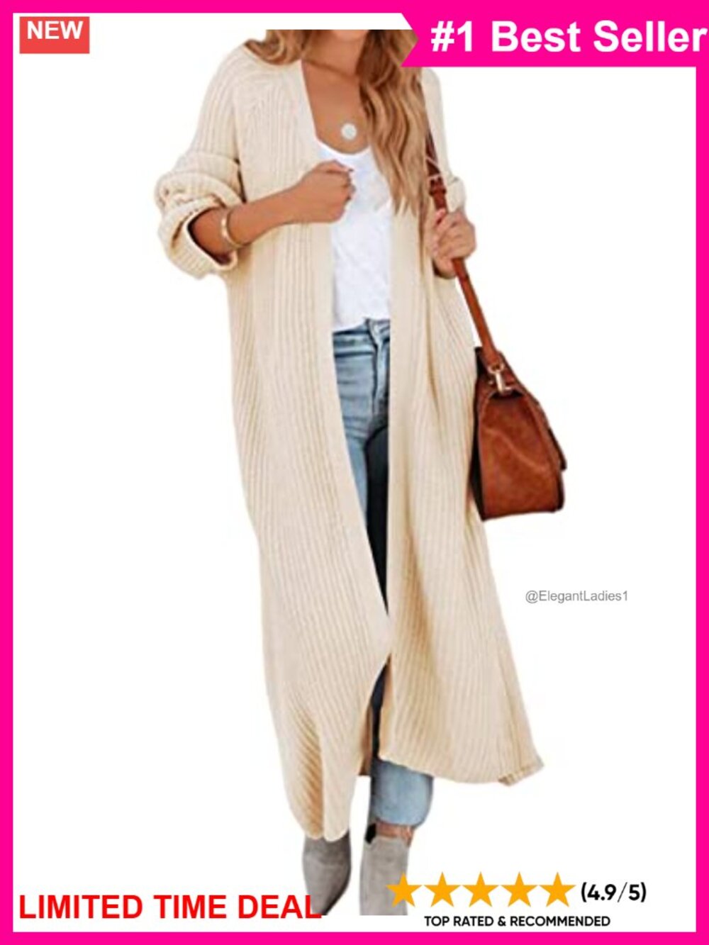 Oversized Long Knit Duster Cardigan Maxi Open Front Coat Side Slit